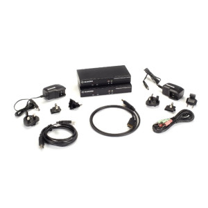 Black Box KVXLCDPF-100 KVM Extender Kit Over Fiber with Single-Monitor, DisplayPort, USB 2.0, Audio, Serial, Local Video Out, SFP Port